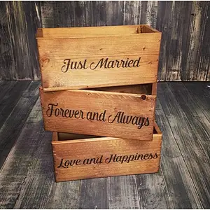 Personalised Rustic Handy Wooden Trug wedding Gift box
