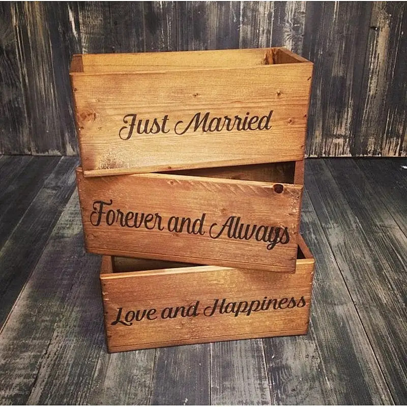 Personalised Rustic Handy Wooden Trug wedding Gift box