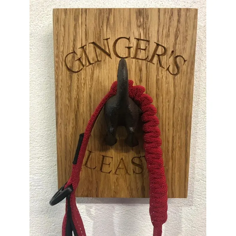 Personalised Dog lead hook wood sign walkies dog leash hook