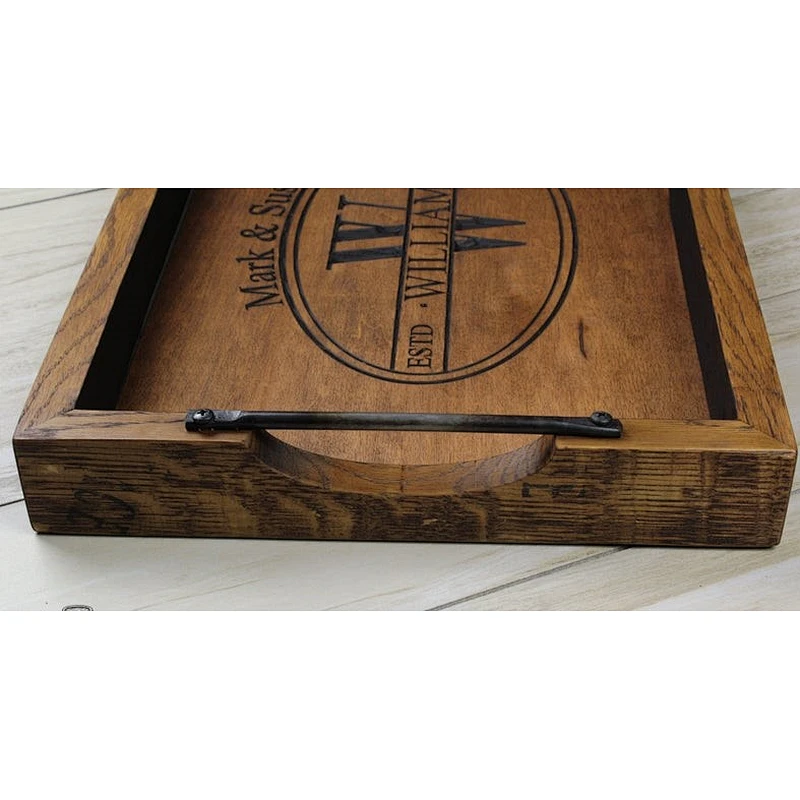 Rustic Wooden ServingTraysWooden Tray With Metal Handlel storageWood Tray StandWooden Decorated TrayWood Dinner Plate Tray Bread