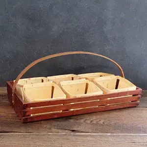 Vintage Wooden  Tote, Wooden Crate Carrier, Vintage Wood Tray with Handle, Farmhouse Decor