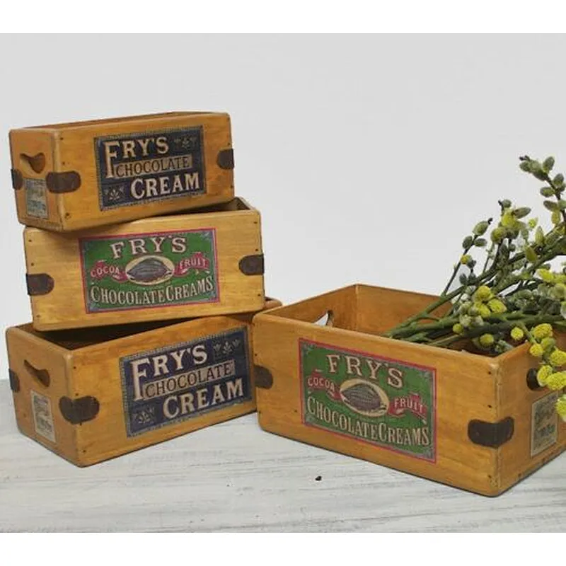 Custom Cheap Vintage Box Gift Wooden Retro Storage Crate Hamper