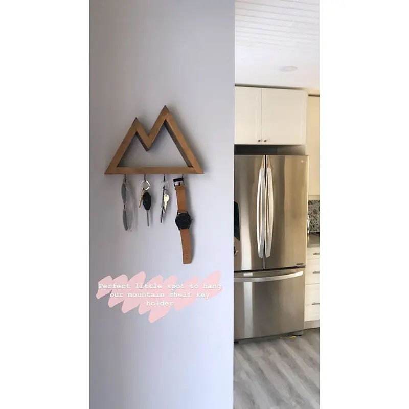 Geometric wall decor Wood mountain shelf key holder key hanger
