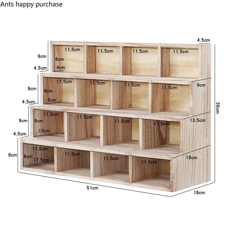 Solid Wood Shelf Trapezoid Multi-layer Desktop Storage Display Stand