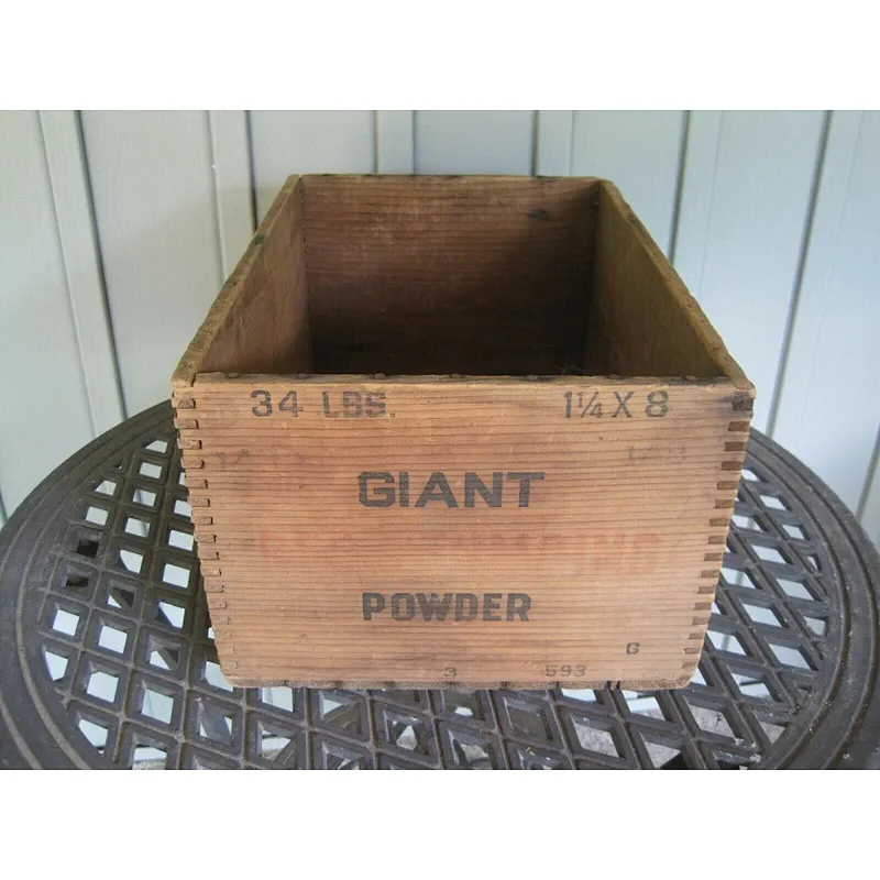 Vintage  Powder Co High Explosives Dynamite Wood Box Wooden Crate