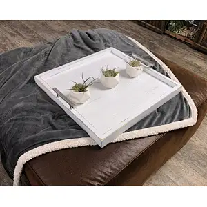 MODERN Ottoman Tray Oversized Wooden Tray  Square Coffee Table Tray