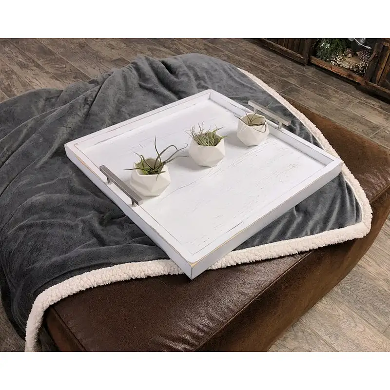 MODERN Ottoman Tray Oversized Wooden Tray  Square Coffee Table Tray