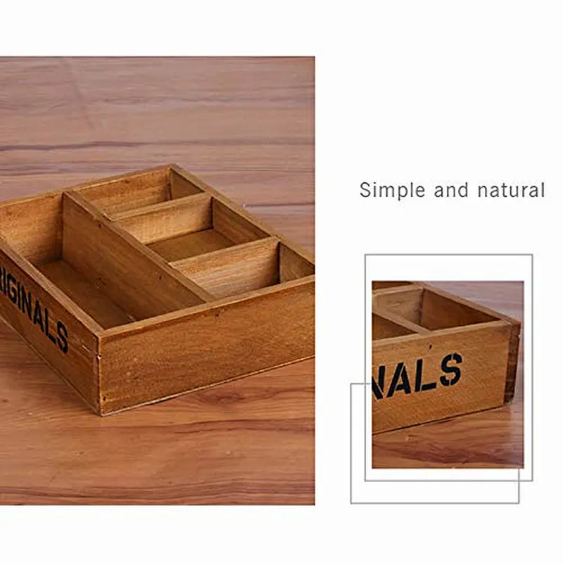 Storage Holder Desktop Wooden Container Storage Box Wooden Case Household Supplies Decorative