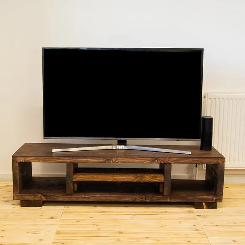 Rustic solid pine wood TV stand TV cabinet decoration in living room
