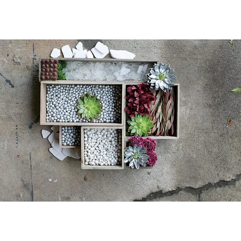 Wood Planter Box Set, , 5 Inch Square Flower Holder,  Country Style, Home and Wedding