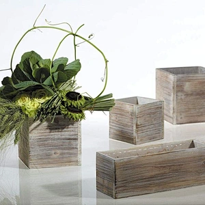 Wood Planter Box Set, , 5 Inch Square Flower Holder,  Country Style, Home and Wedding