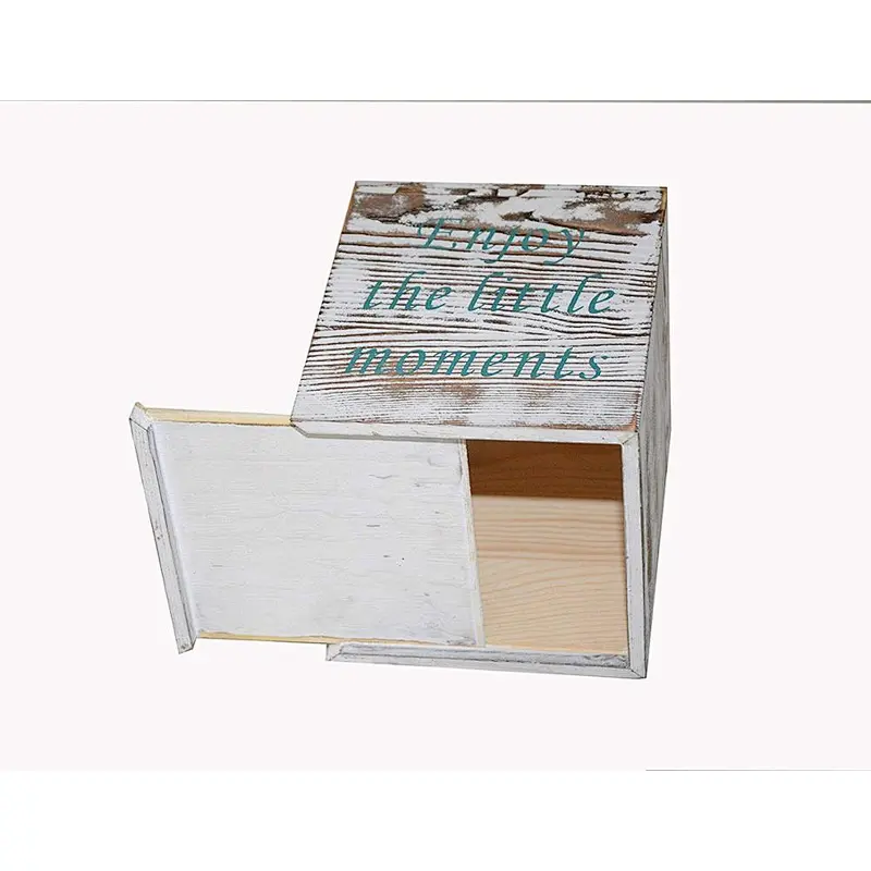 Antique wooden paper towel box cover includes box clip with slide-out backplate, with 2 motto prints, ideal for farmhous