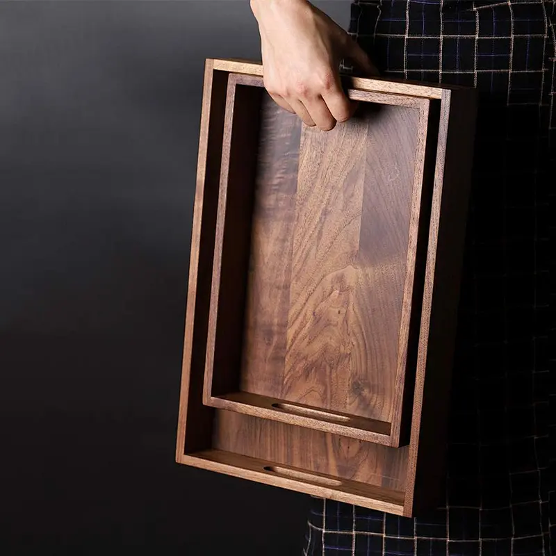 Custom Rustic Wooden Ottoman Tray Serving Trays for Ottomans Storage Tray Wooden Serving Trays Wooden Trays For Decoration