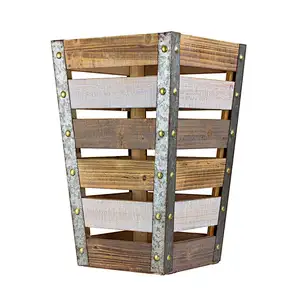 American Art Decor Medium Wood Metal Storage Crate,wooden boxes