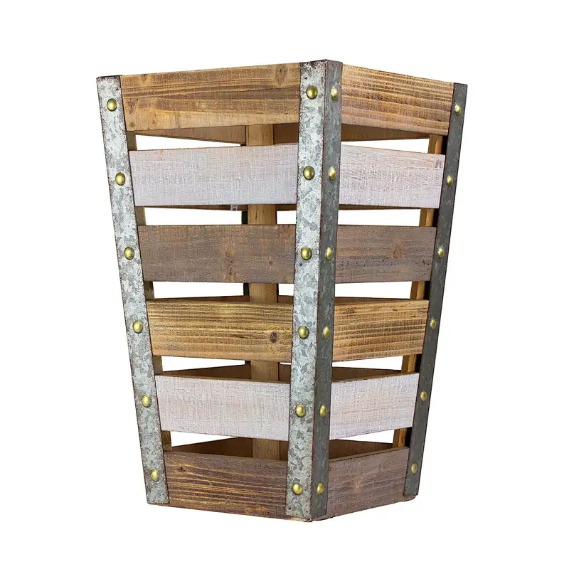 American Art Decor Medium Wood Metal Storage Crate,wooden boxes
