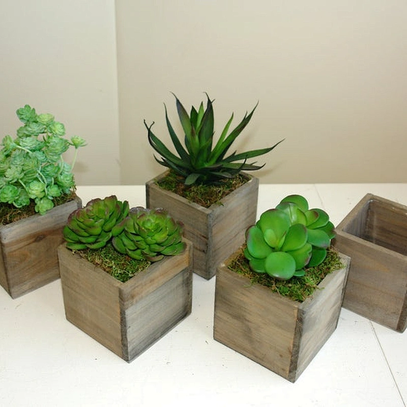 Wooden square flower pot 2020