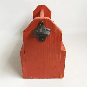 Red Color New  Year Wooden Bottle Carrier Box For Wine Beer
