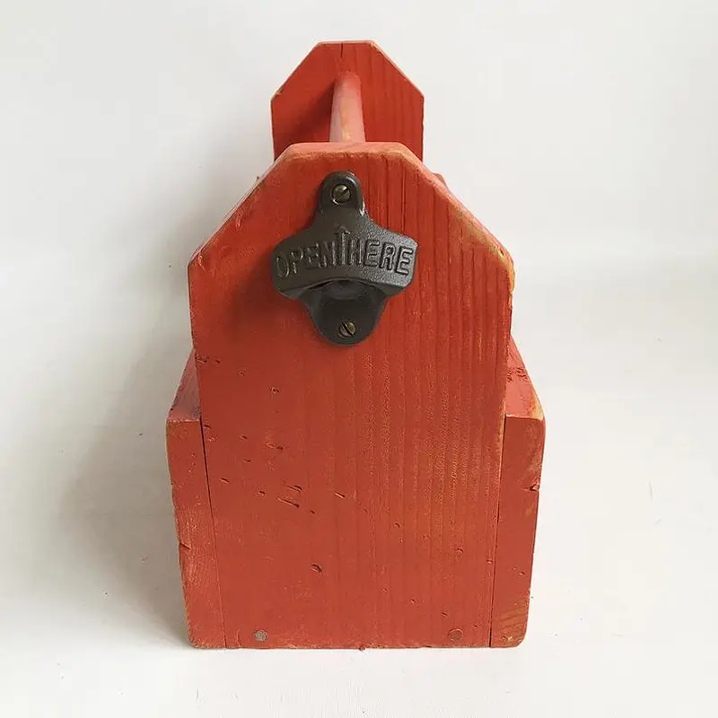 Red Color New  Year Wooden Bottle Carrier Box For Wine Beer