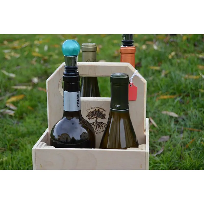 Wooden Wine Bottle Carrier Wine Caddy Tote Salvaged Wood All Purpose Carrier