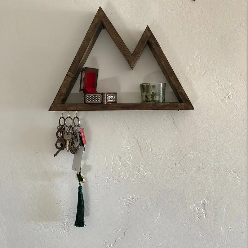 Mountain Shelf Key Holder- Rustic Mountain Key Holder for house keys, the dog leash, and entryway stuff