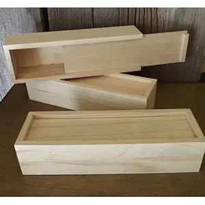 Unfinished Wood Box with Sliding Lid