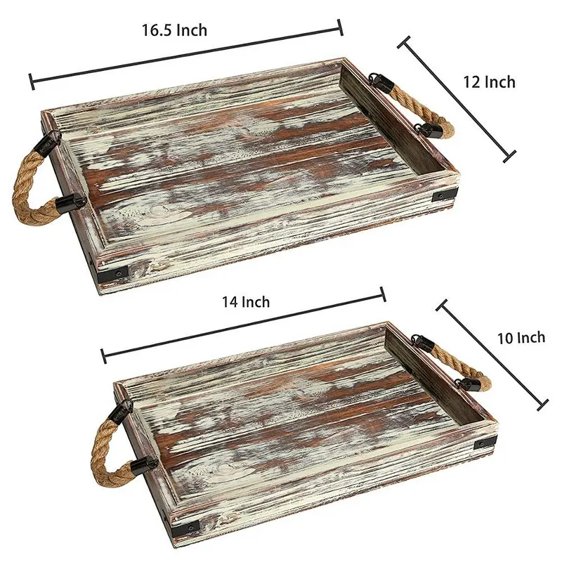 Antique Style Wooden Serving Tray Wooden Tray With Handle Wooden Trays For Decoration Wooden Tray Rustic Large Wooden Trays