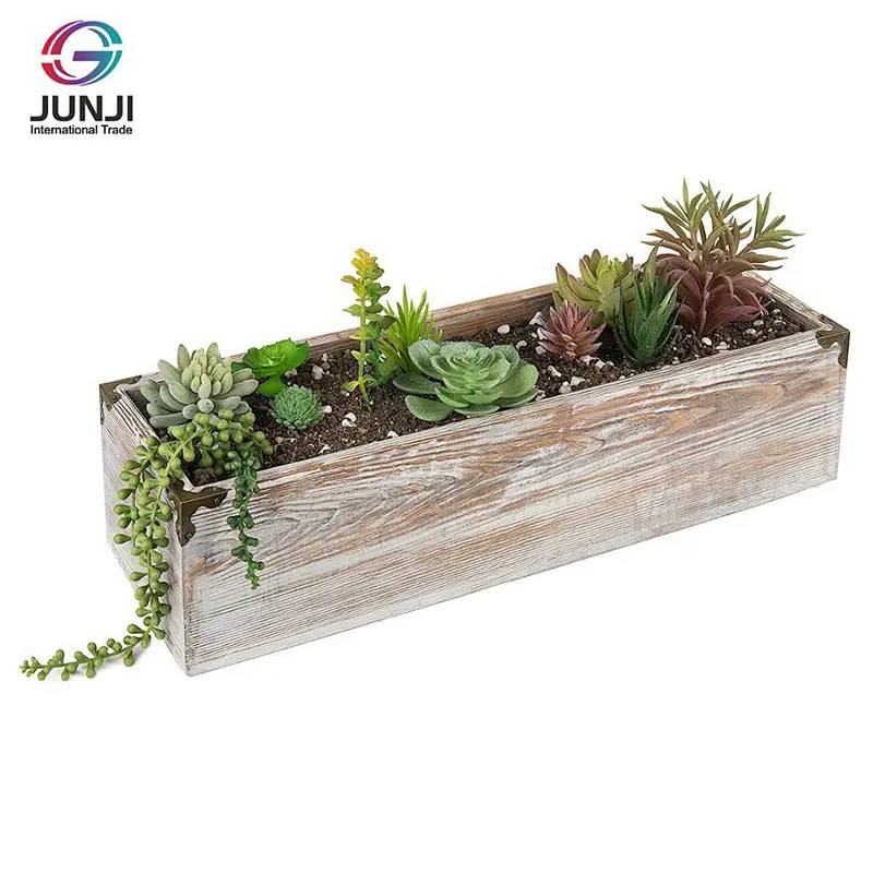 Rustic Whitewashed Wood Planter Box