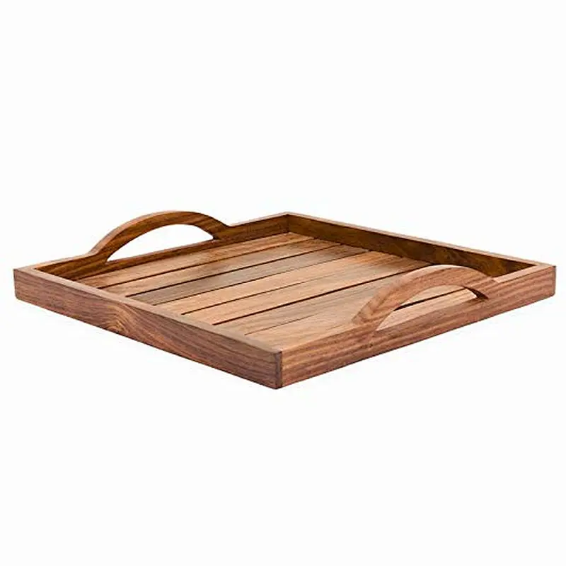 Hashcart Wood Serving Tray Wood Tray With Handle Wooden Tray With Handle Wooden Trays For Decoration Wooden Trays Serving