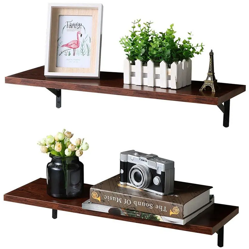 Wall Mounted Floating Shelves, Set of 2, Display Ledge, Storage Rack for Room/Kitchen/Office