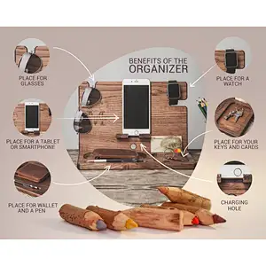 Natural walnut wood phone docking station desk mobile phone holder docking station wood