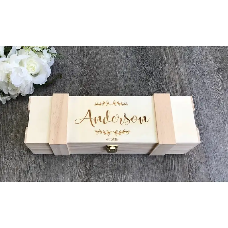 Rustic personalized customized unfinished wholesale Wooden Wine Box,elegant   Wine Box, Personalized Wine Box packaging