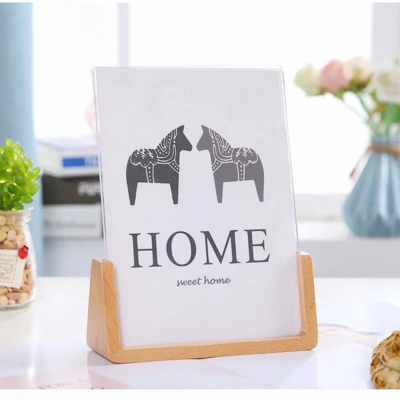 Frame with Wooden Holder Stand for Office Home Decor