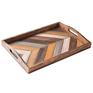 Rustic Chevron Rectangular Wood Breakfast Serving Tray,Wooden pallet
