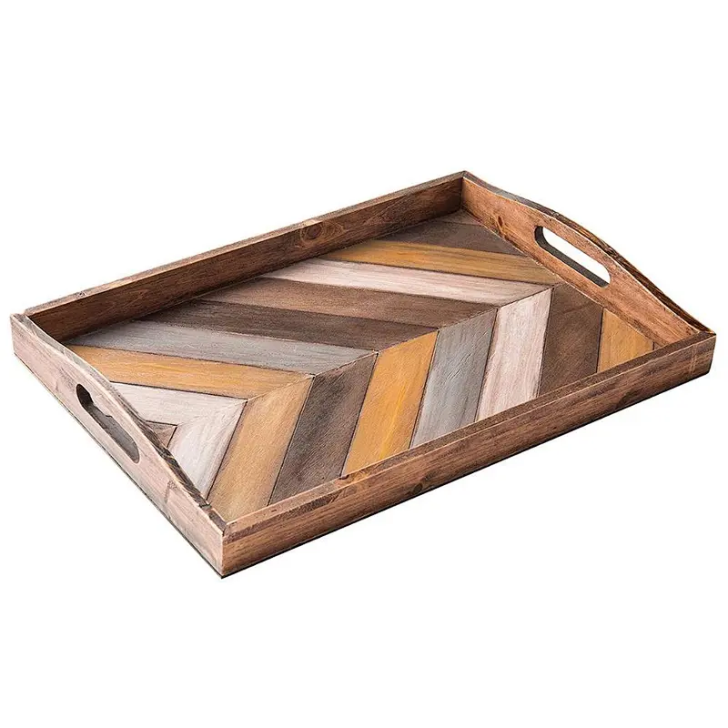 Rustic Chevron Rectangular Wood Breakfast Serving Tray,Wooden pallet