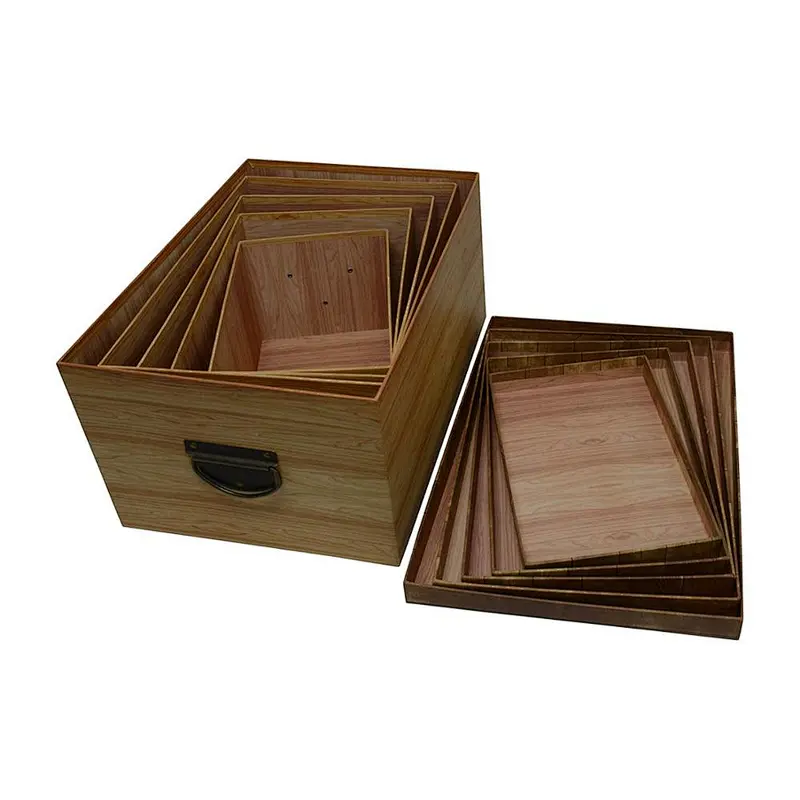 Decorative Storage Boxes - Vintage Design with Brass Handles - Convenient for Home & Office Use - Set of 5