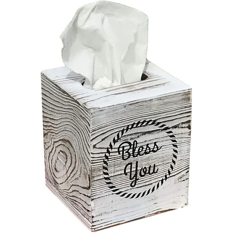 ountreeC Rustic Tissue Box Cover - Farmhouse Tissue Box Holder  with 