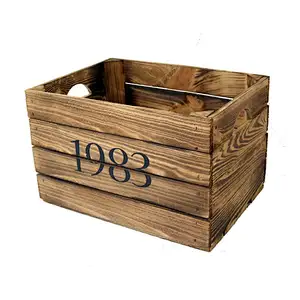 Rustic Wooden Box with Vintage Personalized Gift Box Birth Year Gift Birthday