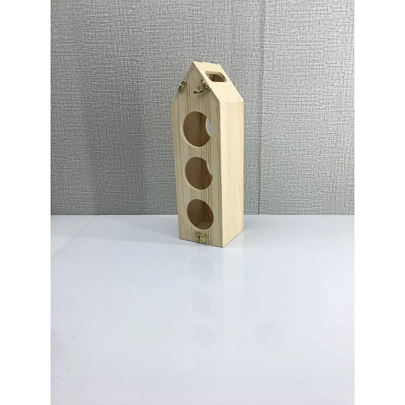 Natural wooden wine crate 6 bottle carrier wood wine box
