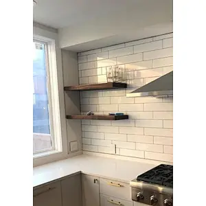 Cheap customized  Walnut Floating Shelf big TV The kitchen storage rustic home decoration  hide   wooden wall shelf