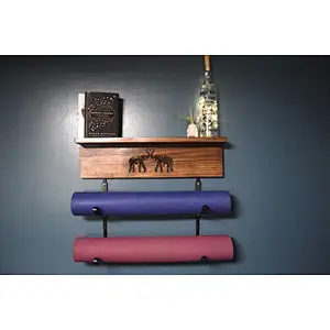 Wall Mount shelf for gym mat yoga mat storage gift for yogi Personalized Yoga Mat Holder