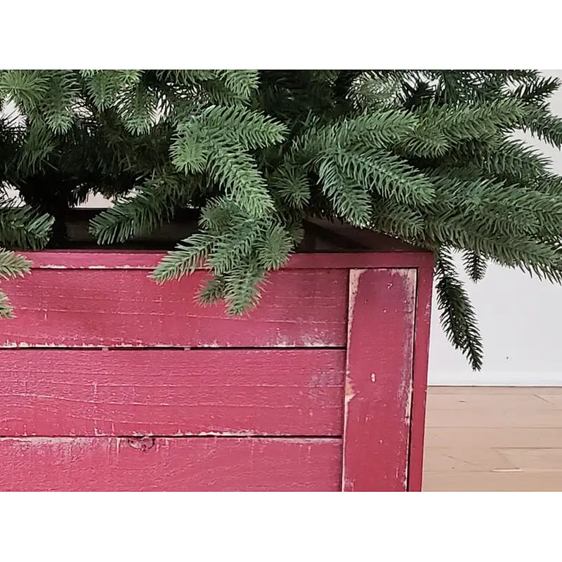 Christmas Tree Box - Skirt Replacement Wood Crate - Heart Pine  Reindeer Treats Label