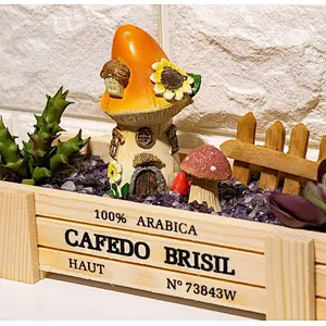 Wooden Succulent Plant Trough Box Flower Pot Container for Home Window Centerpiece Display