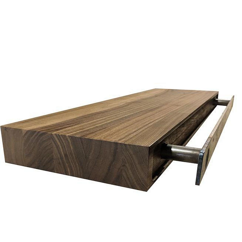 Cheap customized  Walnut Floating Shelf big TV The kitchen storage rustic home decoration  hide   wooden wall shelf