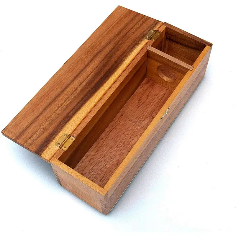 Wooden Wine Box for Gifts, Solid Wood with Hinged Lid 2020