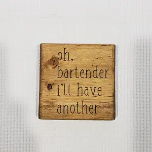 Junji Coaster Set  Funny Coasters  Set of 4 Farmhouse Decor Handpainted Drink Holders CheersWine  Coaster