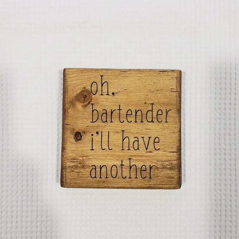 Junji Coaster Set  Funny Coasters  Set of 4 Farmhouse Decor Handpainted Drink Holders CheersWine  Coaster