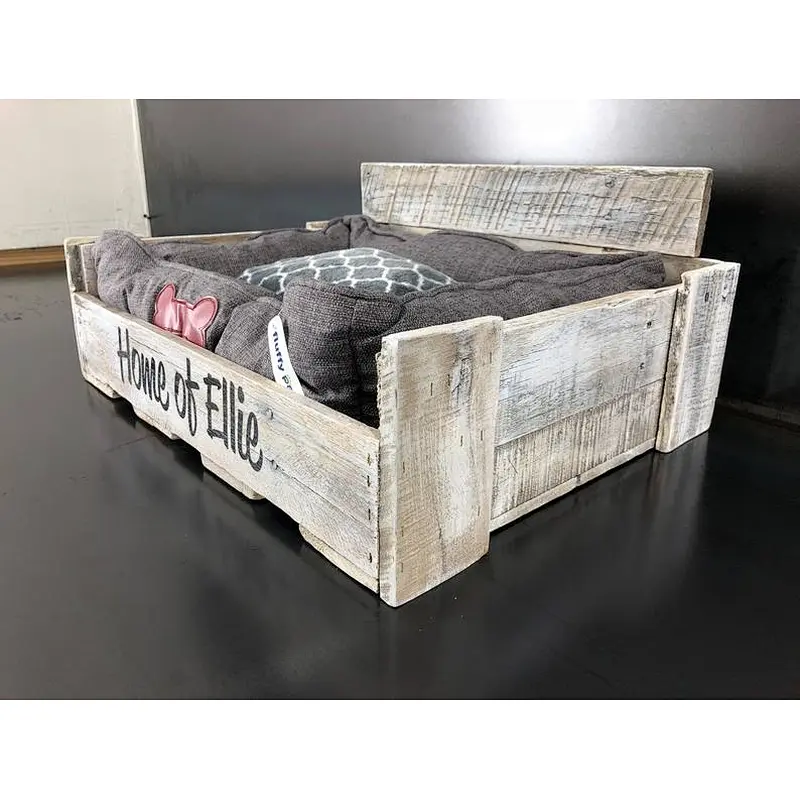 Rustic solid wooden pet bed dog bed for sleeping