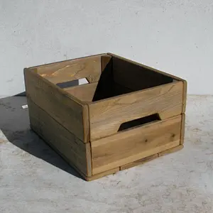 Wood Crate Primitive Folk Art Rustic Farmhouse Decor Storage Custom Finish Wooden Bin Box Natural