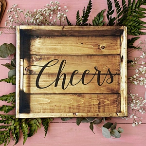 Rustic Serving Tray Rustic Pallet Art Kitchen-Handmade Serving Tray Christmas Gift