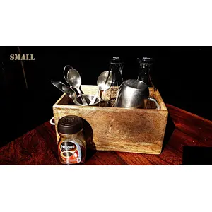 Storage Bin Container Box Wood Kitchen Bathroom Organizer Wooden Holder Rustic